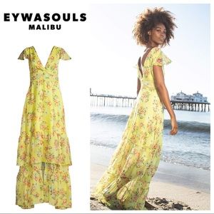 EYWASOULS Malibu “Kimi” Exotic Lime Chiffon Dress